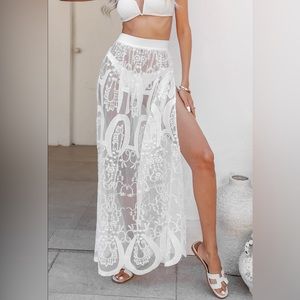 Cupshe White Embroidery Sarong with Side Slit